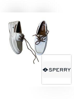 NEW Sperry Women 6 Cream Leather Boat Shoes slip on flats loafers comfy shoes
